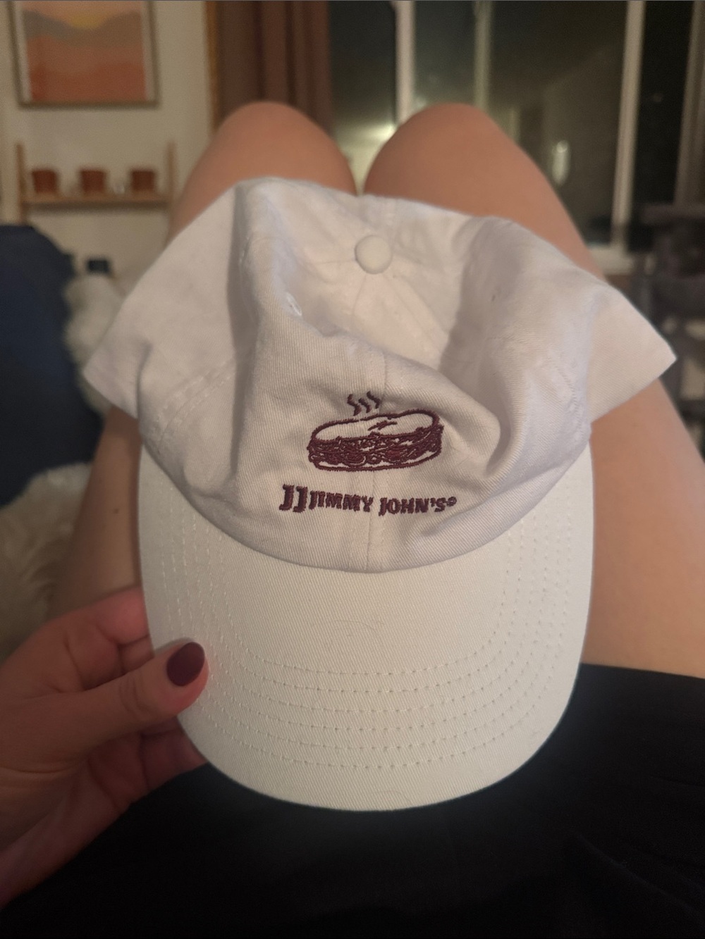 Jimmy John's White Embroidered Logo Dad Hat
